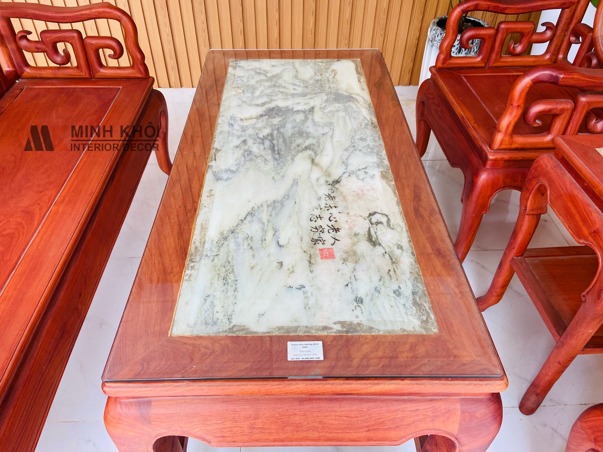 Bộ Bàn Ghế Móc Hương Đá 6 Món - SL966