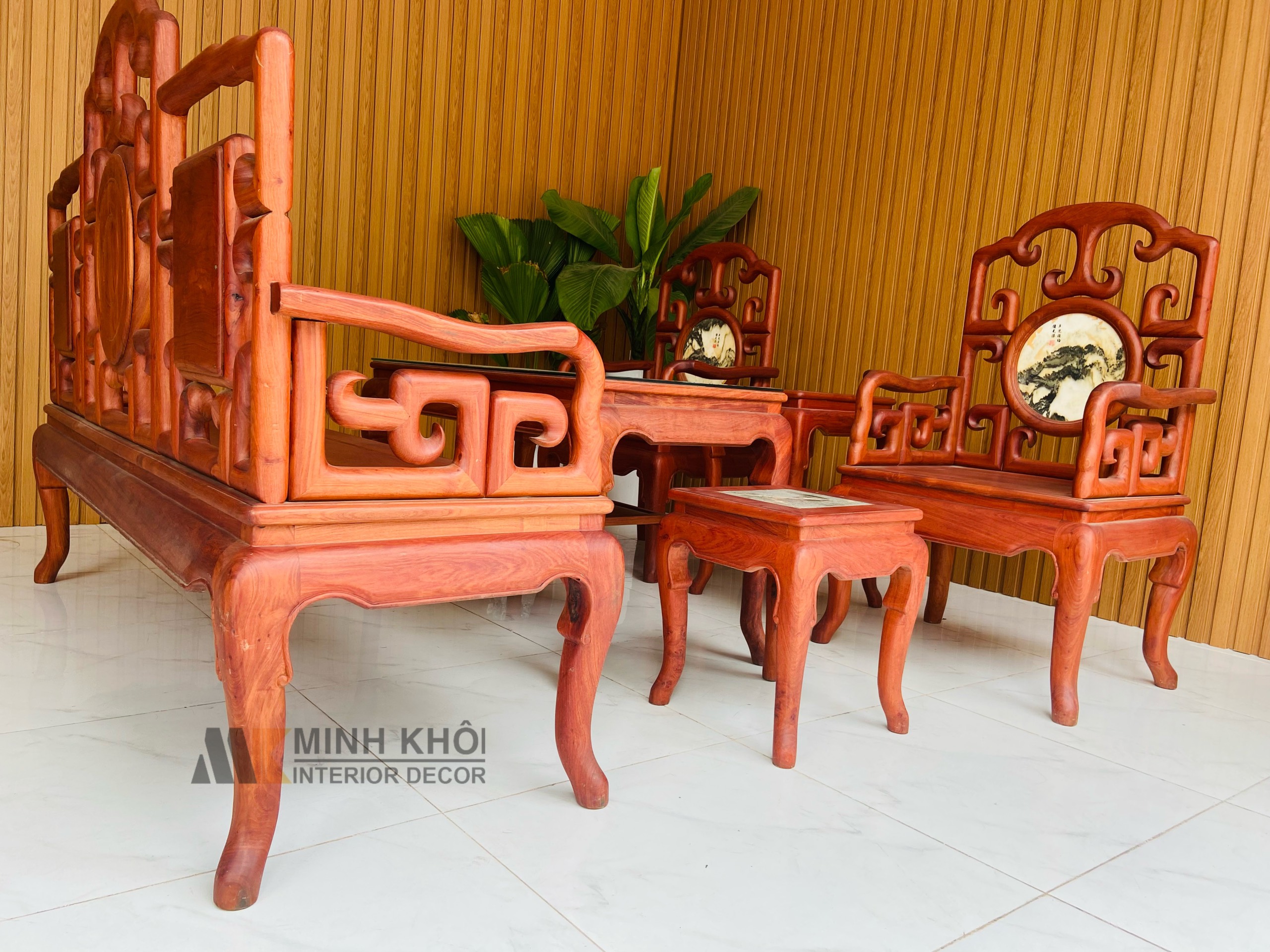 Bộ Bàn Ghế Móc Hương Đá 6 Món - SL966