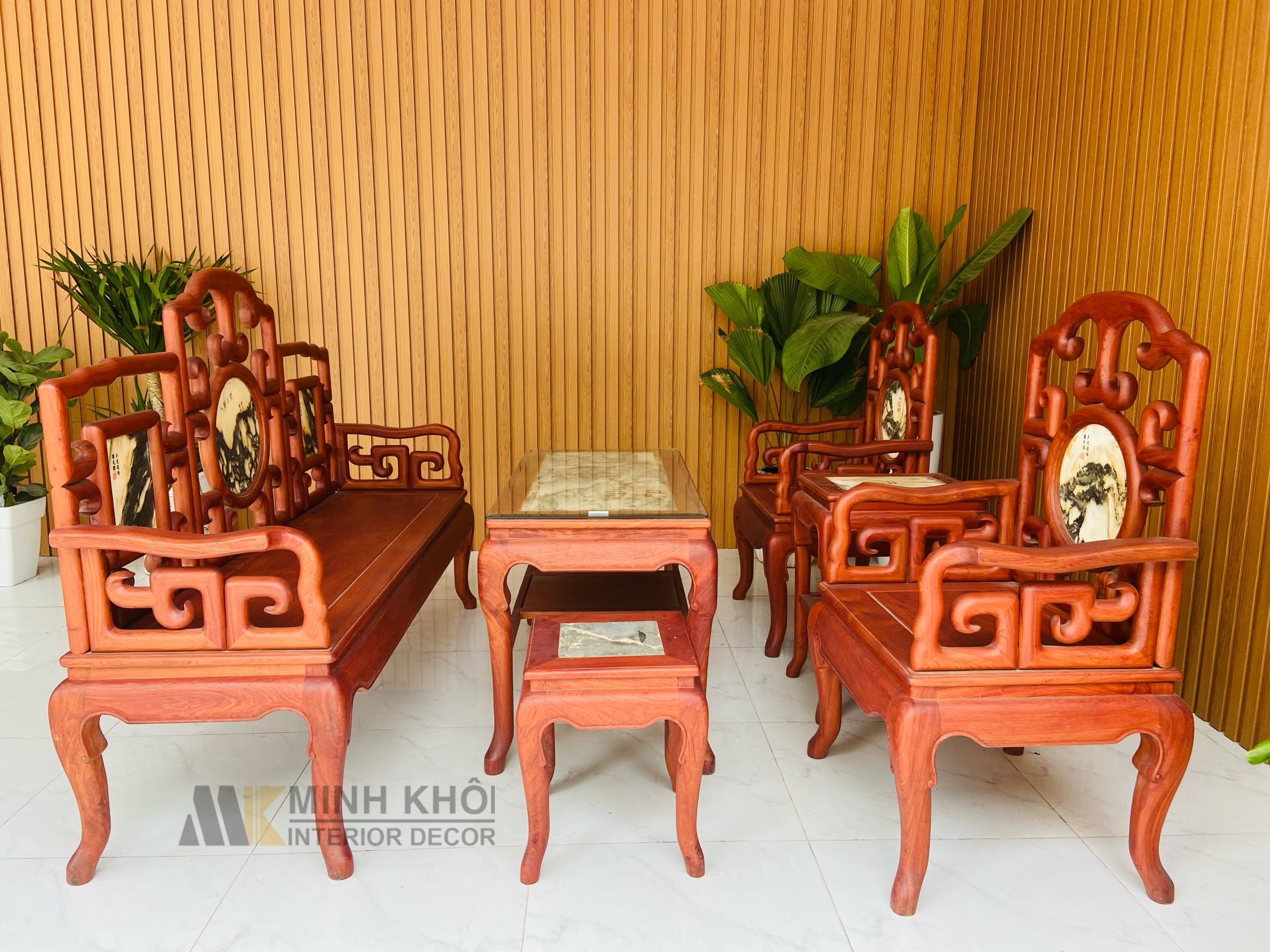 Bộ Bàn Ghế Móc Hương Đá 6 Món - SL966