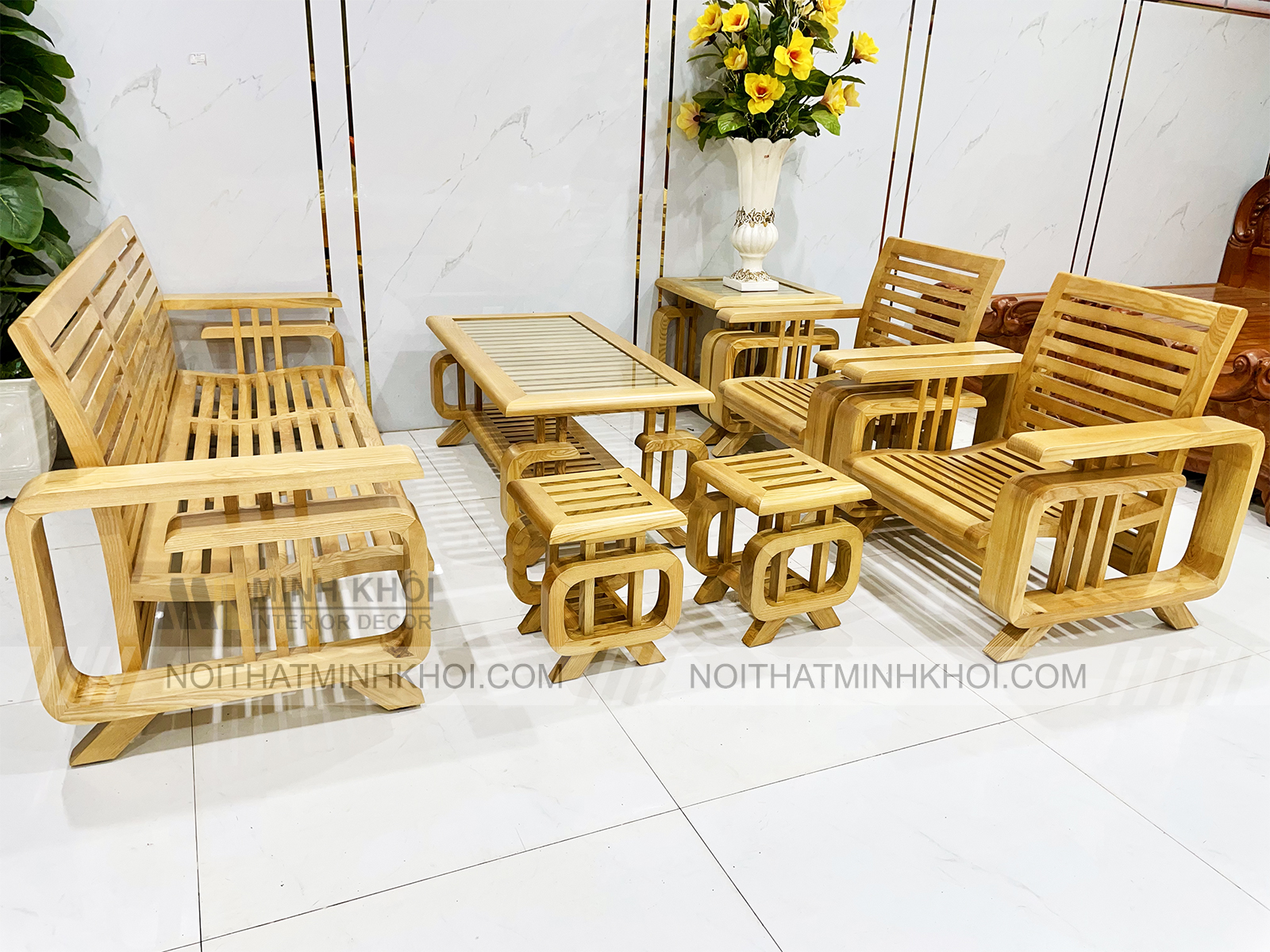 Bộ Bàn Ghế Sofa Hiện Đại Gỗ Sồi 7 Món - SF232G