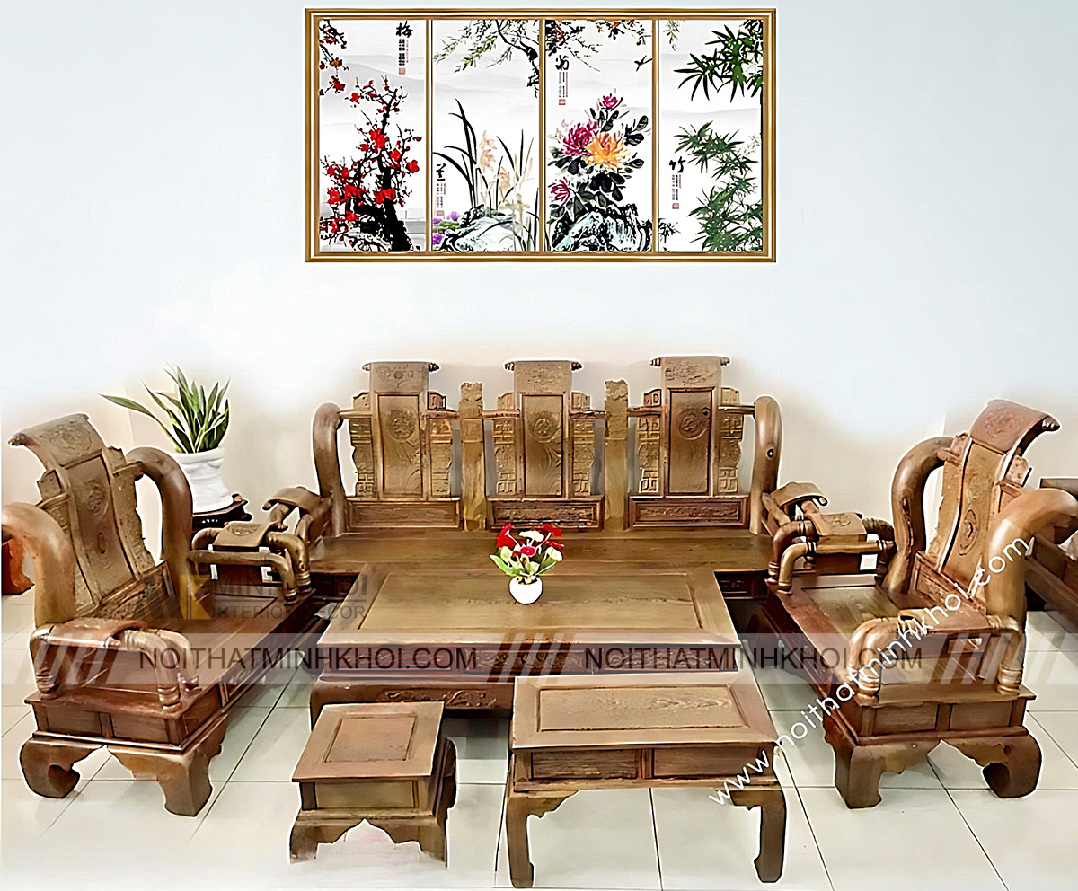 Bộ Bàn Ghế Tần Thủy Hoàng Gỗ Mun Công - SL913