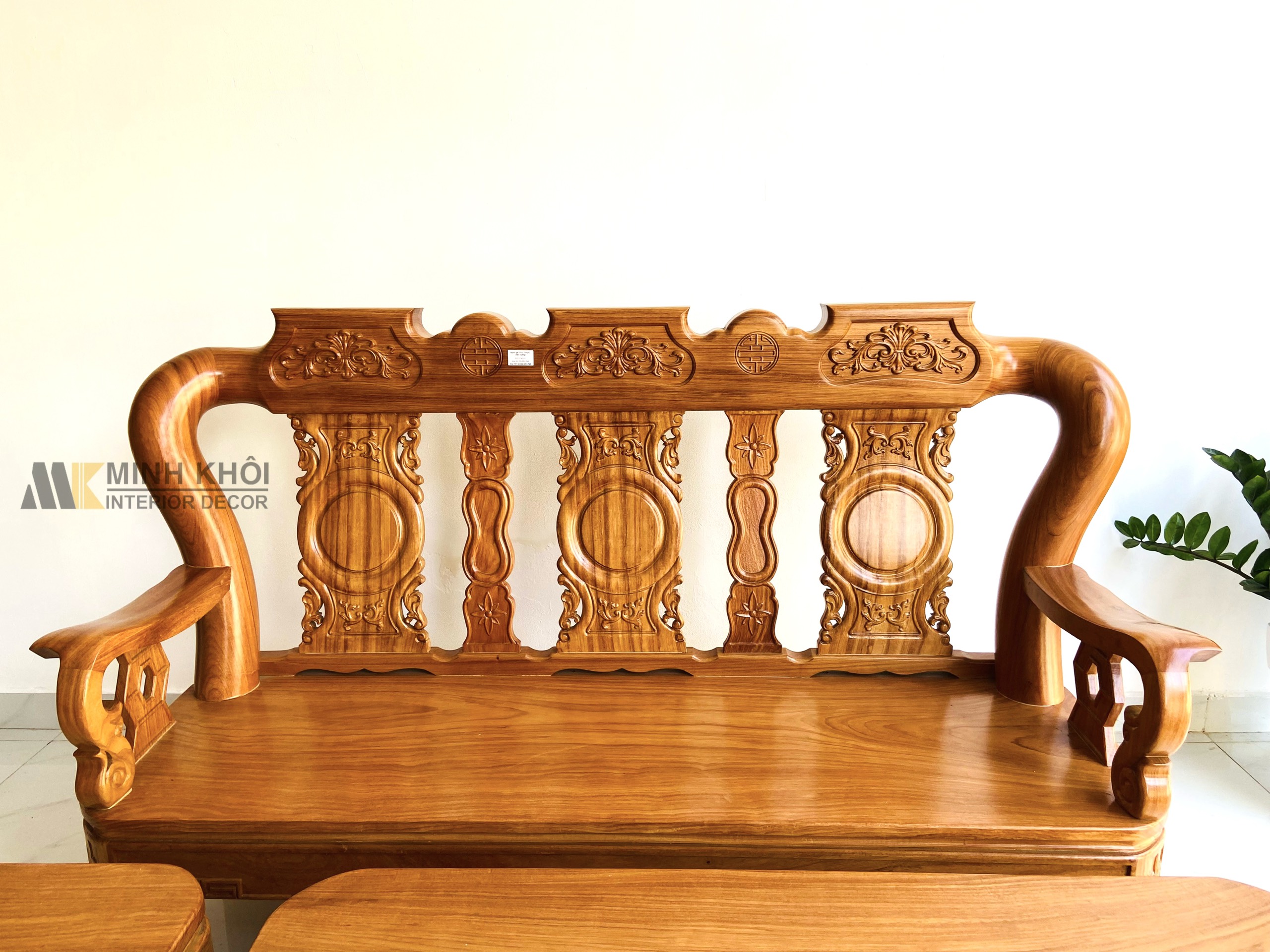 Bộ gỗ gõ đỏ tay 12 chân xoay mặt liền 6 món - SL969