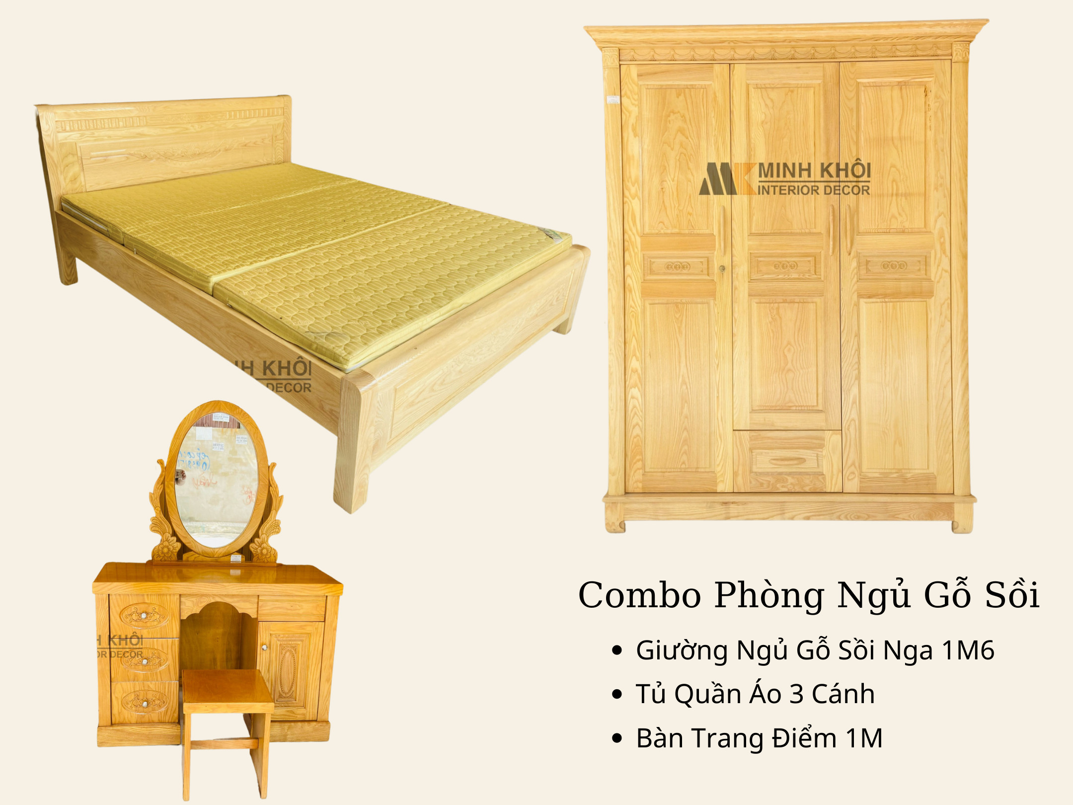 Bộ Phòng Ngủ Gỗ Sồi - BPN003