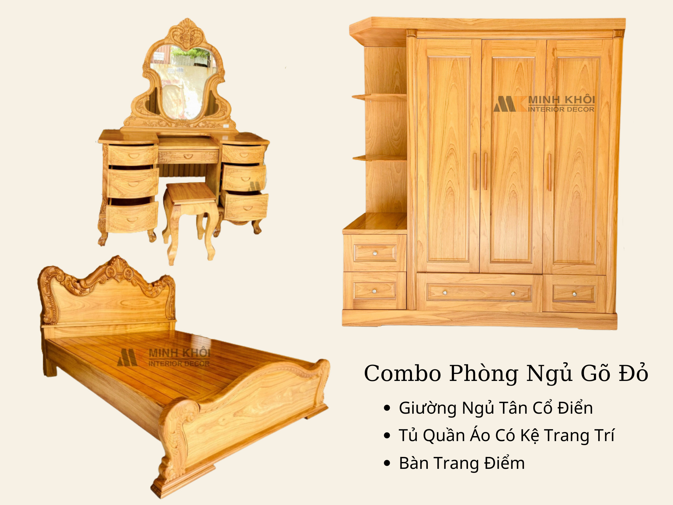 Bộ Phòng Ngủ Gỗ Gõ Đỏ - BPN009