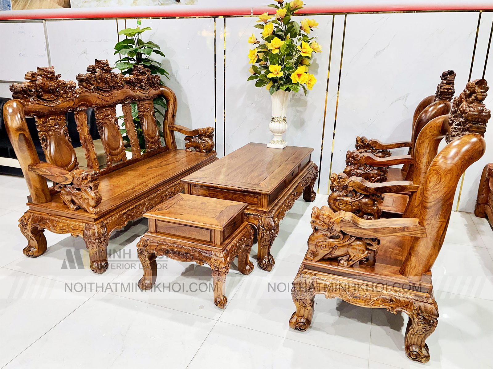 Salon Gỗ Cẩm Lai Chạm Nghê 6 Món Đẳng Cấp – SL249