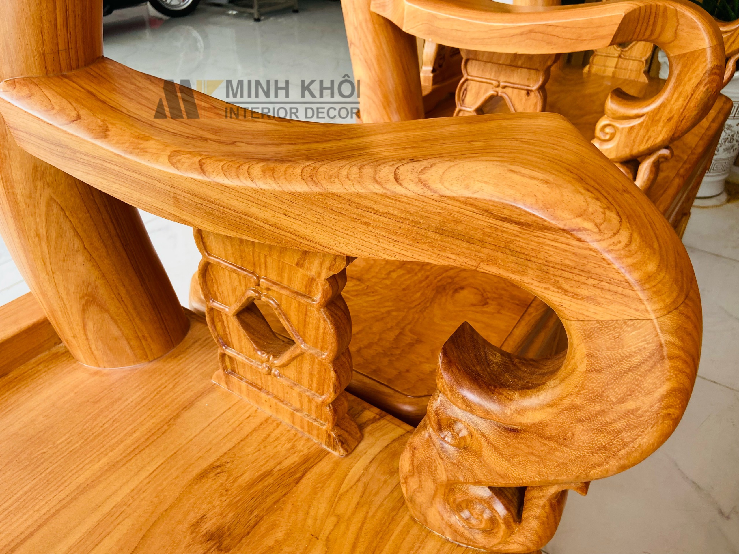 Bộ Salon Gỗ Gõ Đỏ Tay 14, 7 Món - SL201