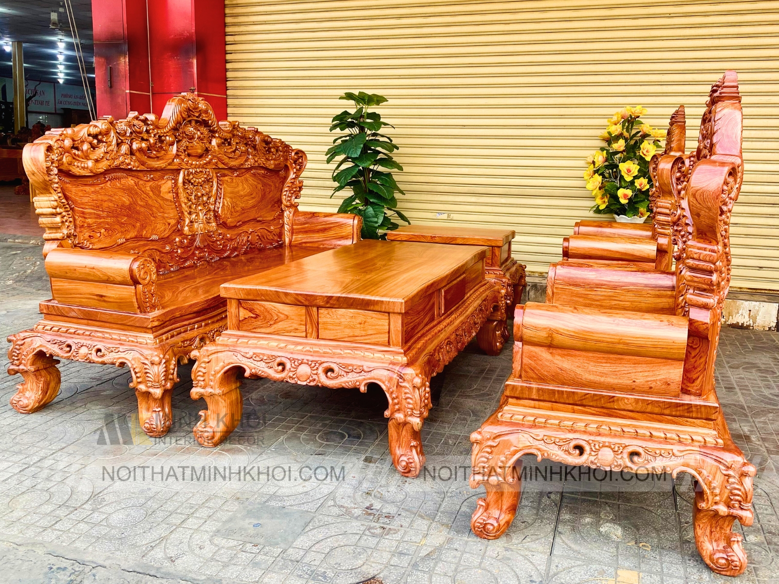 Bộ Salon Hoàng Gia Gỗ Hương Đá Tay 14 - SL982