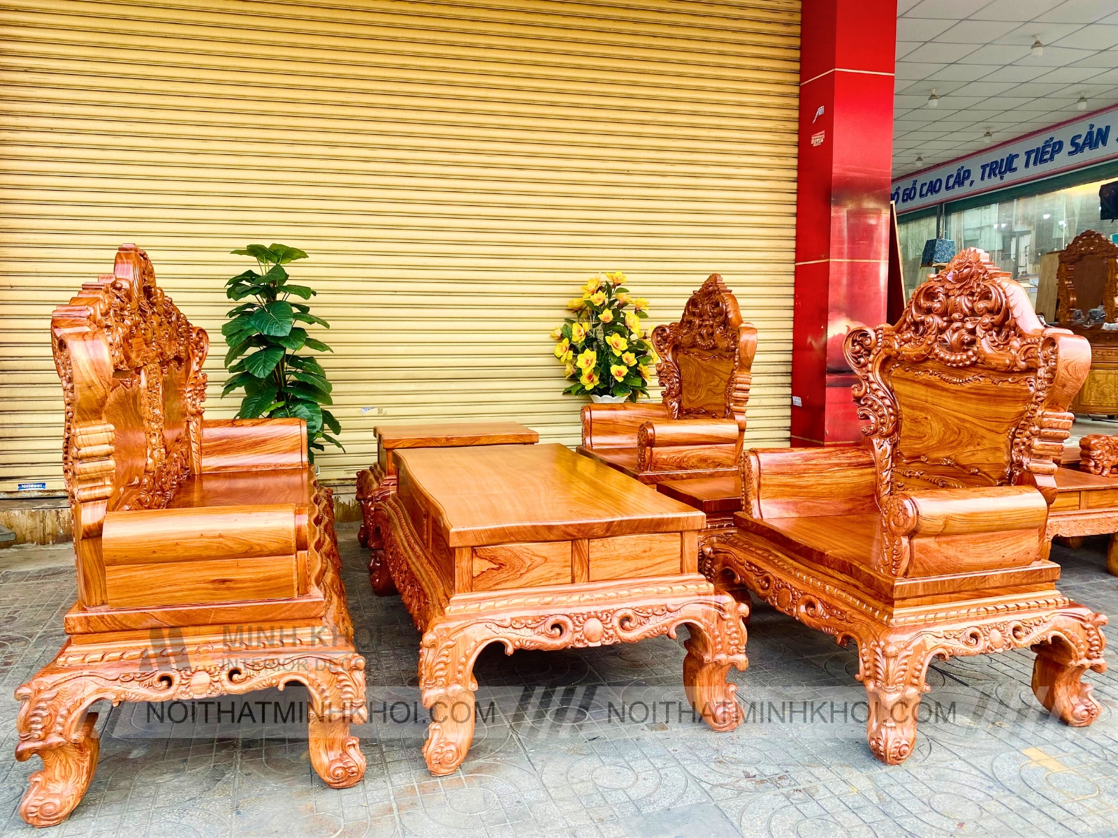 Bộ Salon Hoàng Gia Gỗ Hương Đá Tay 14 - SL982