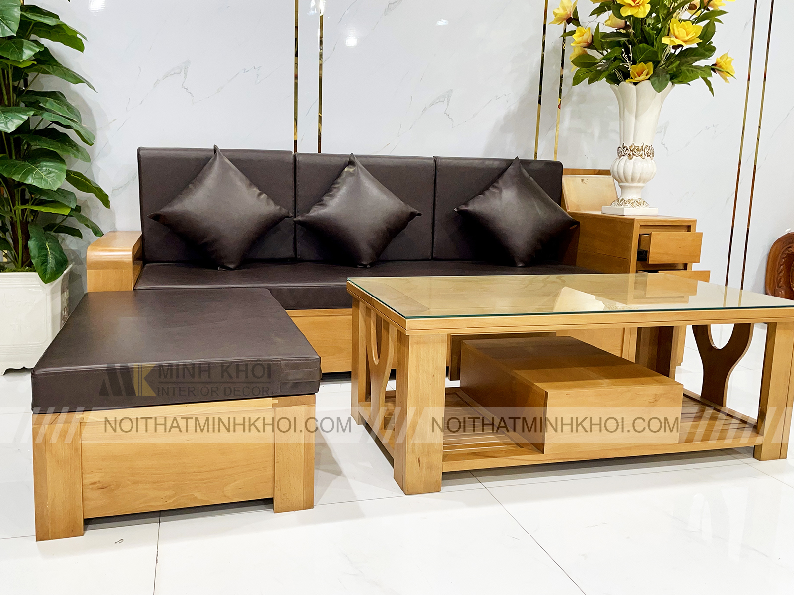 Bộ Sofa Bích Góc 3 Món Nệm Nhập Khẩu Cao Cấp - SF2017