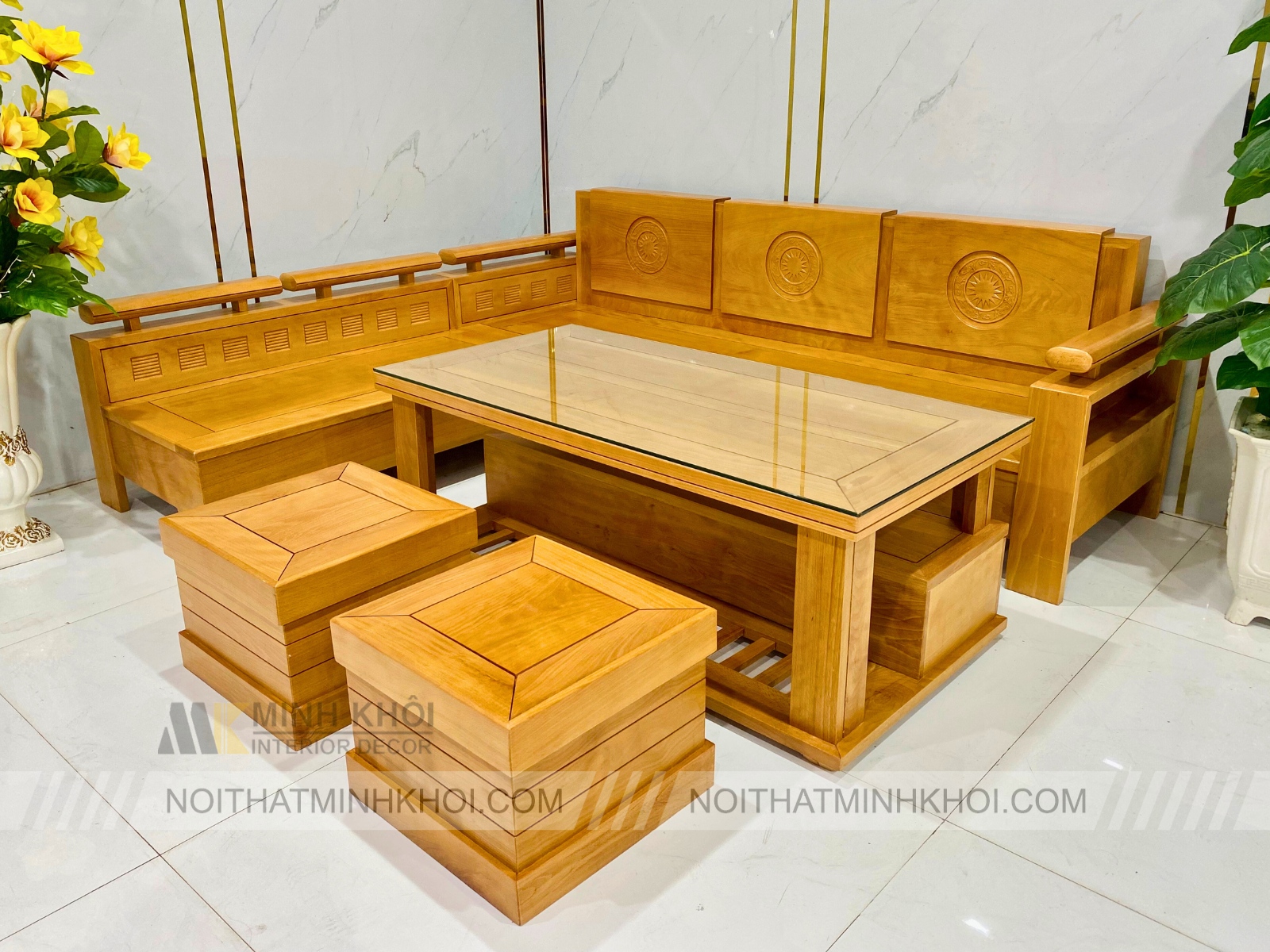 Bộ Sofa Bích Góc 5 Món Trống Đồng - SF961