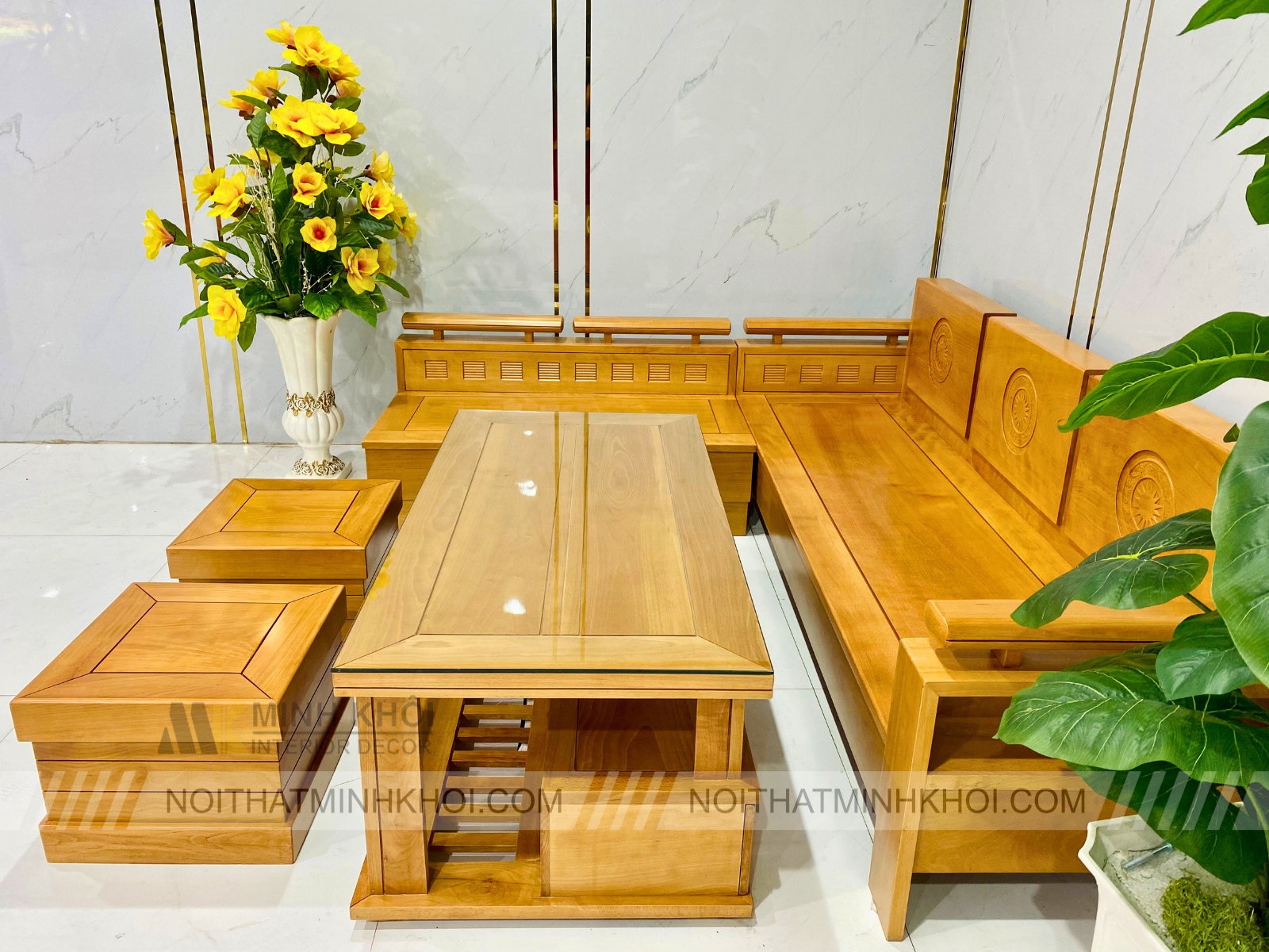 Bộ Sofa Bích Góc 5 Món Trống Đồng - SF961