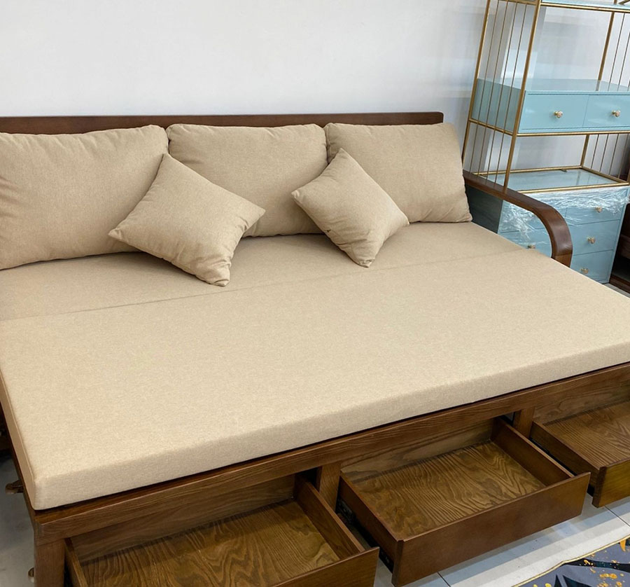 Sofa giường gỗ có ngăn chứa đồ