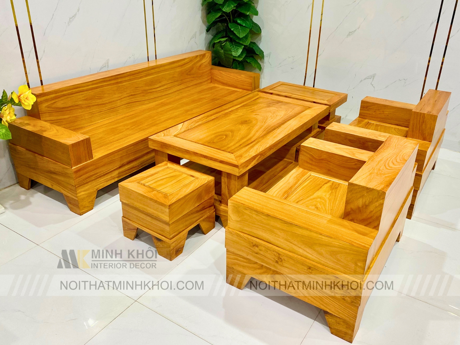 Bộ Sofa Gỗ Gõ Đỏ Đối 6 Món - SF2022