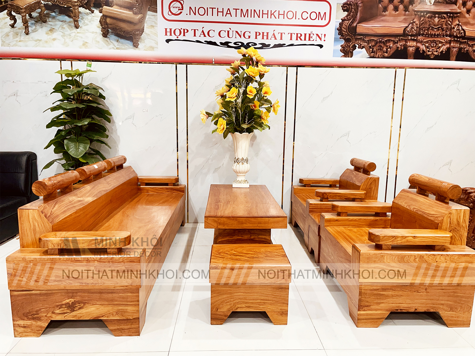 Bộ Sofa Gỗ Hương Đá Đối 6 Món Hiện Đại - SF2019