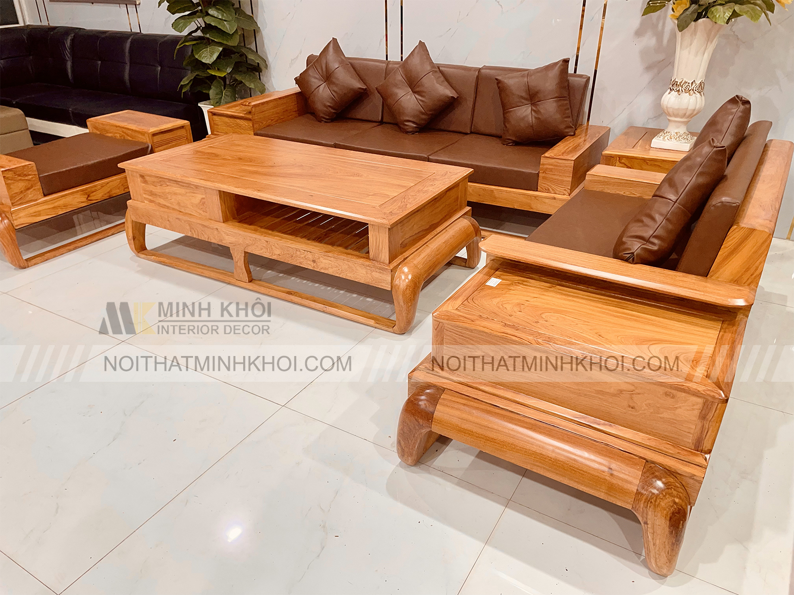 Bộ Sofa Góc Gỗ Hương Đá Đùi Gà Cao Cấp - SF2016