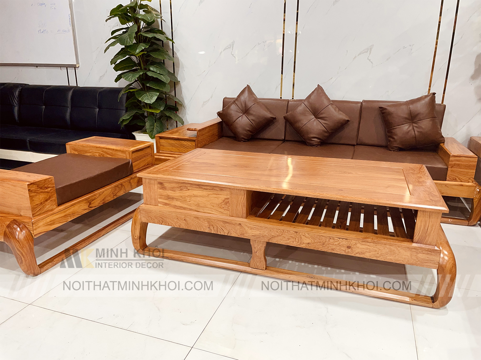 Bộ Sofa Góc Gỗ Hương Đá Đùi Gà Cao Cấp - SF2016