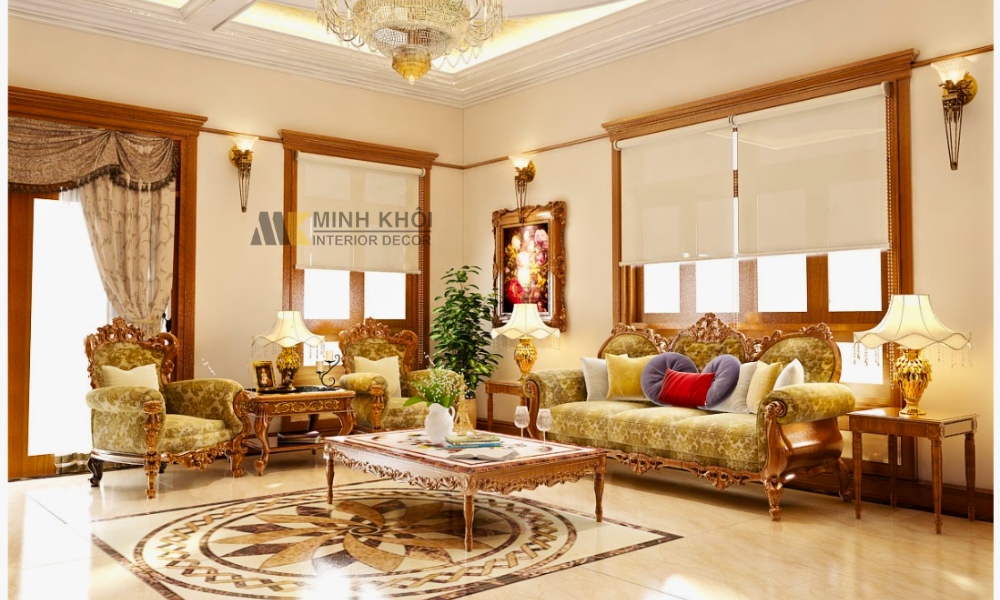 Bố trí ánh sáng Phòng Khách Tân Cổ Điển 