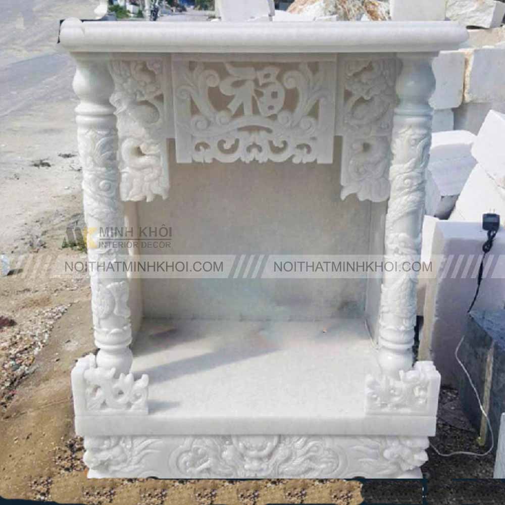 Bàn thờ ông địa trắng tinh bằng đá
