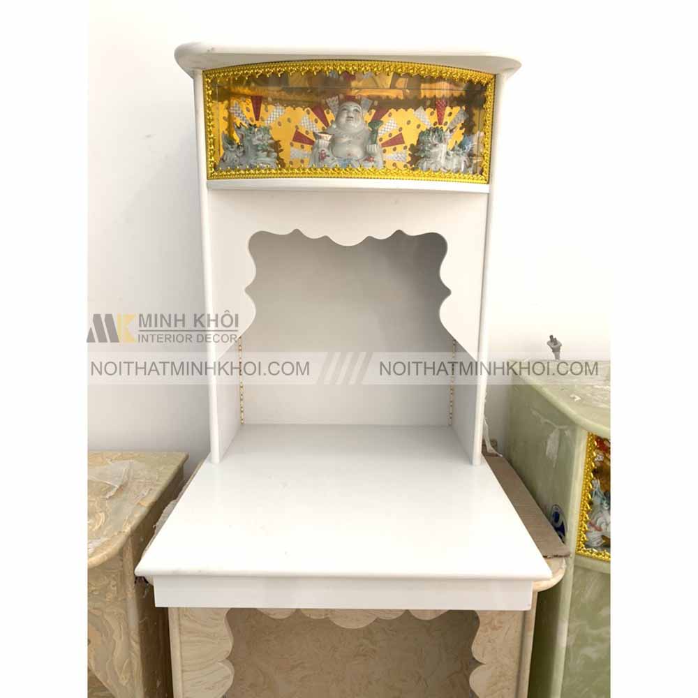 Mẫu bàn thờ thần tài màu trắng hiện đại