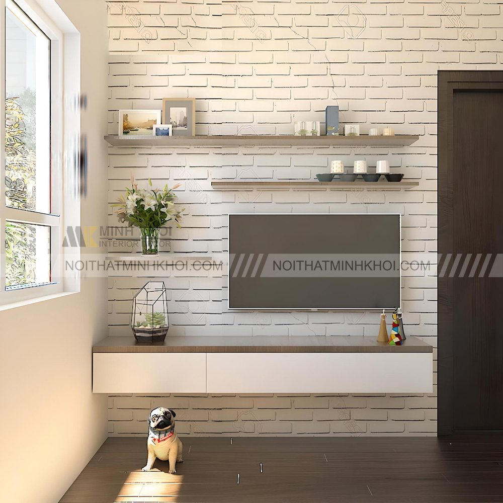 Các mẫu thiết kế kệ tivi gỗ công nghiệp phổ biến