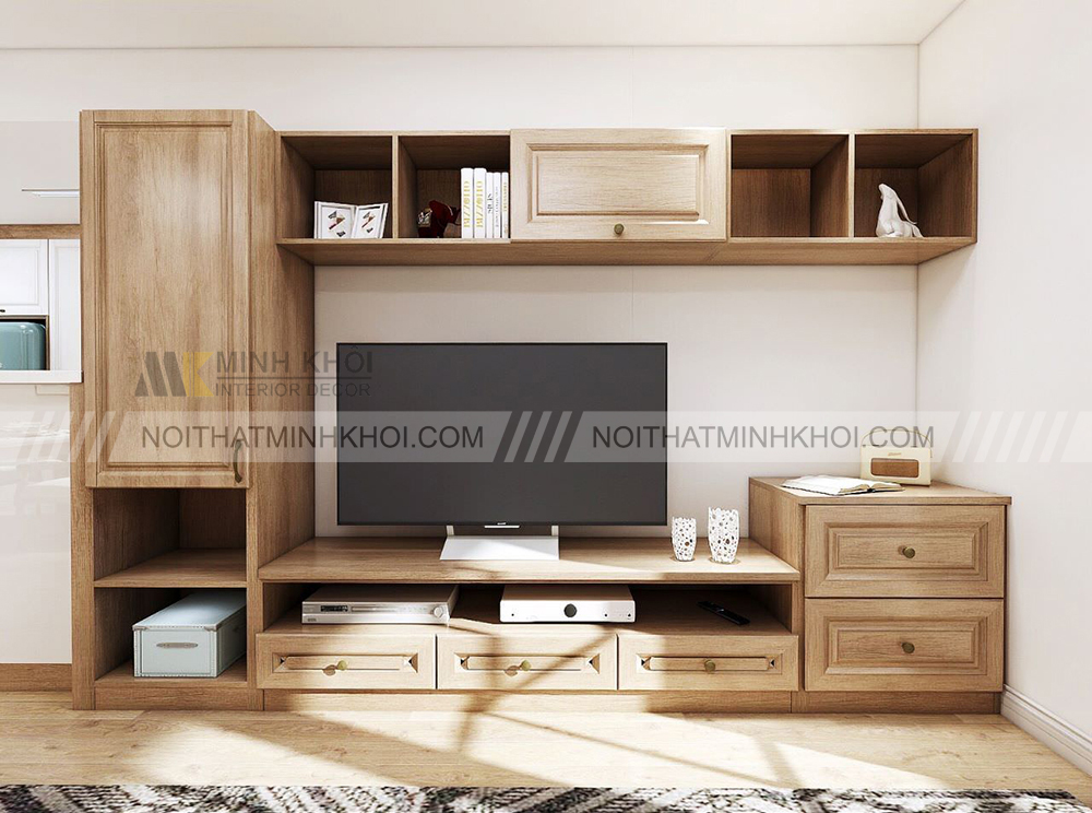 Các mẫu thiết kế kệ tivi gỗ công nghiệp phổ biến