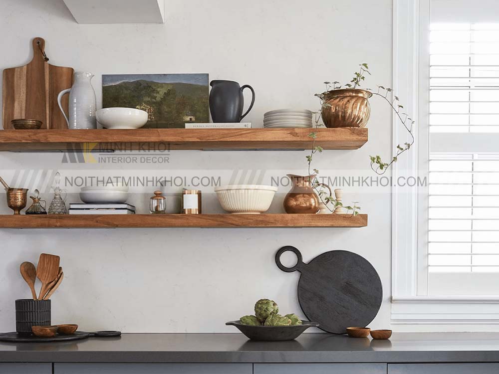 Cách chọn kệ treo tường nhà bếp phù hợp