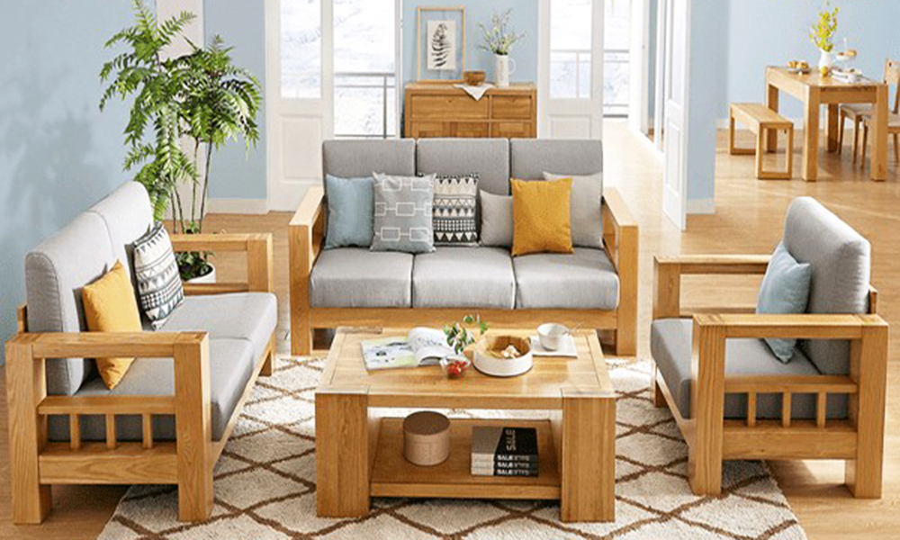 Bộ Sofa gỗ đơn giản đẹp mắt