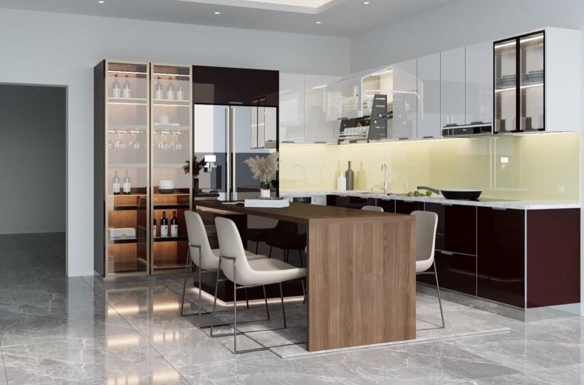 Mẫu Tủ Rượu Phòng Bếp Ngăn Phòng Khách Đẹp Cao Cấp