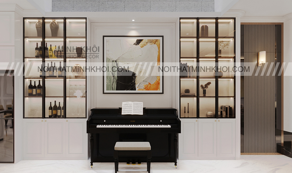 Cách vệ sinh và bảo quản tủ rượu âm tường phòng khách