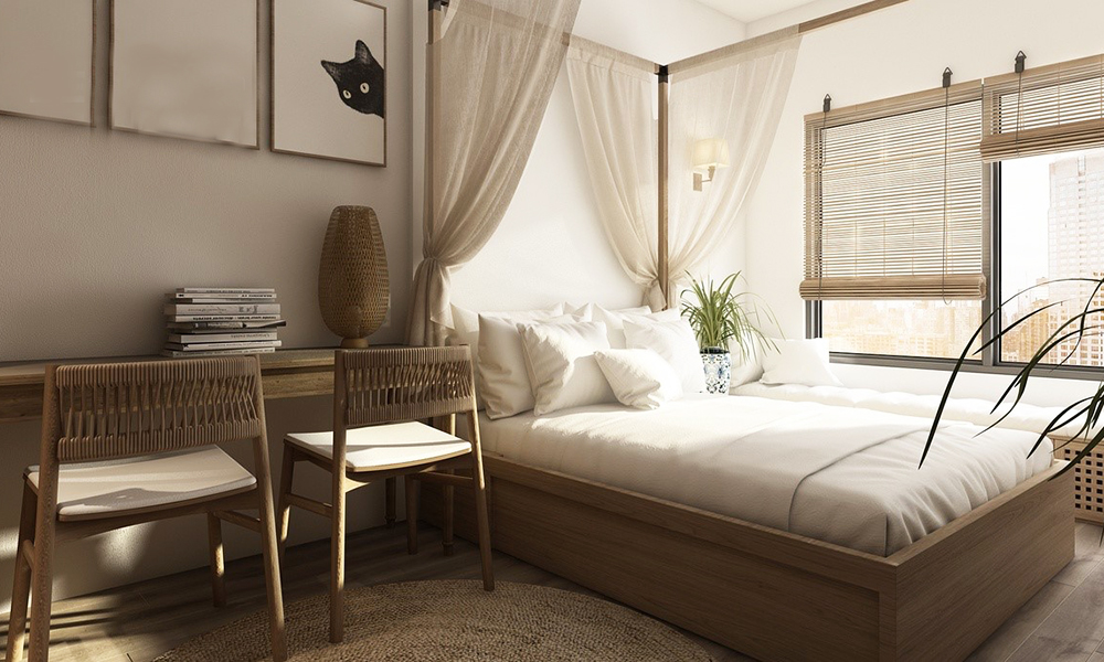 Decor đầu giường bằng rèm trang trí