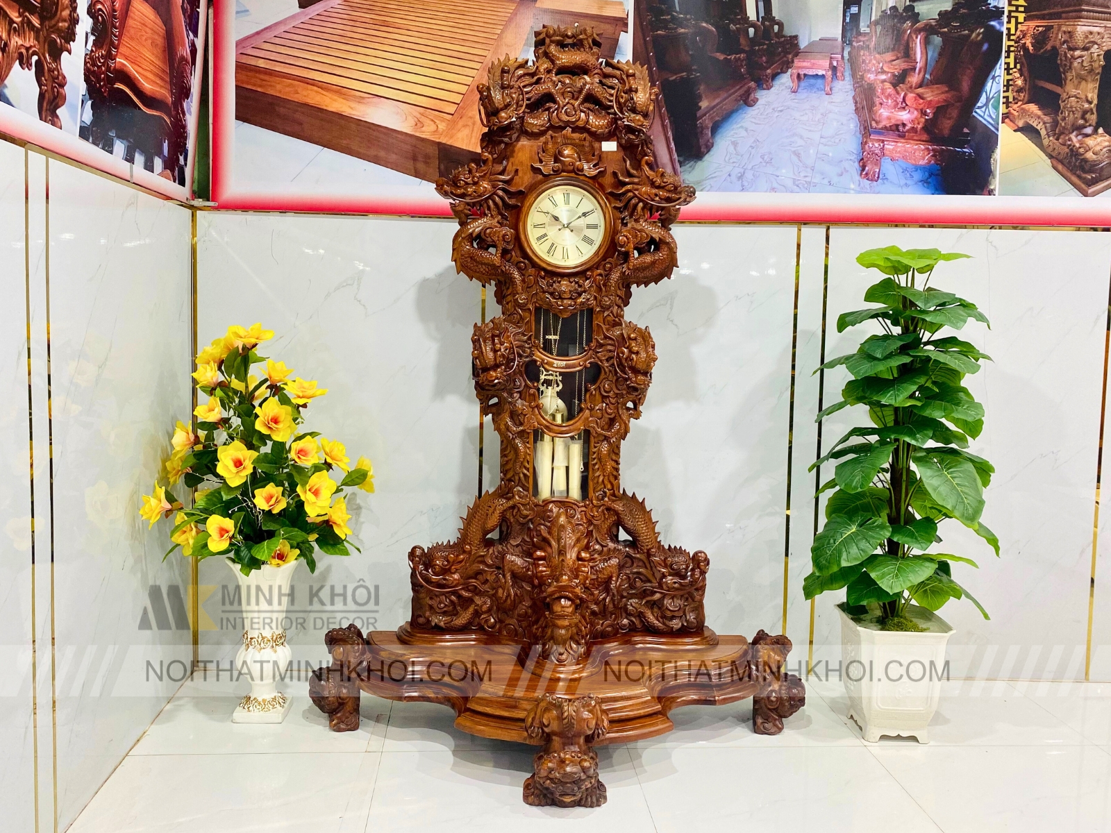 Đồng Hồ Gỗ Cẩm Lai Rồng Cửu Long - DHG910