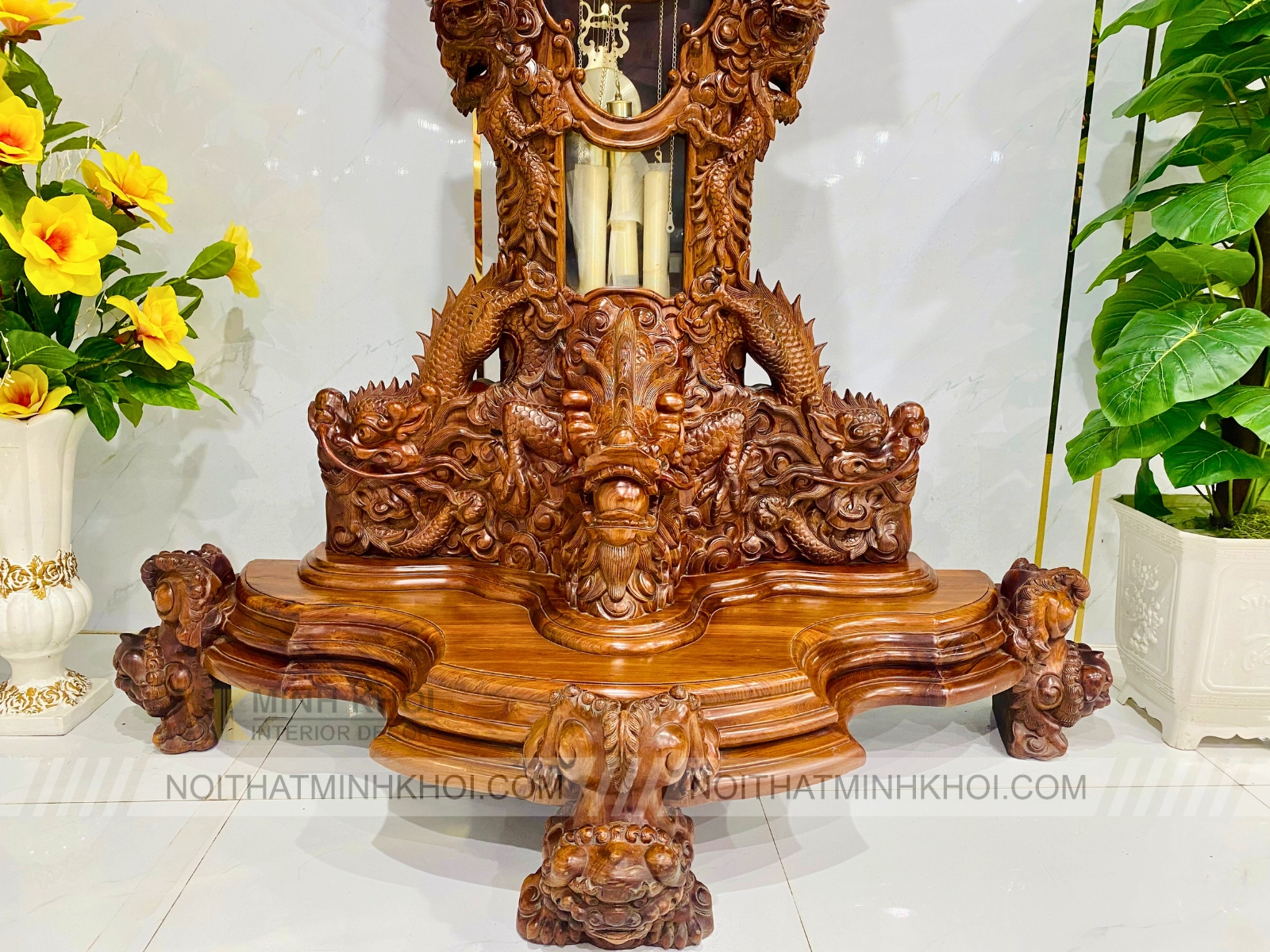 Đồng Hồ Gỗ Cẩm Lai Rồng Cửu Long - DHG910