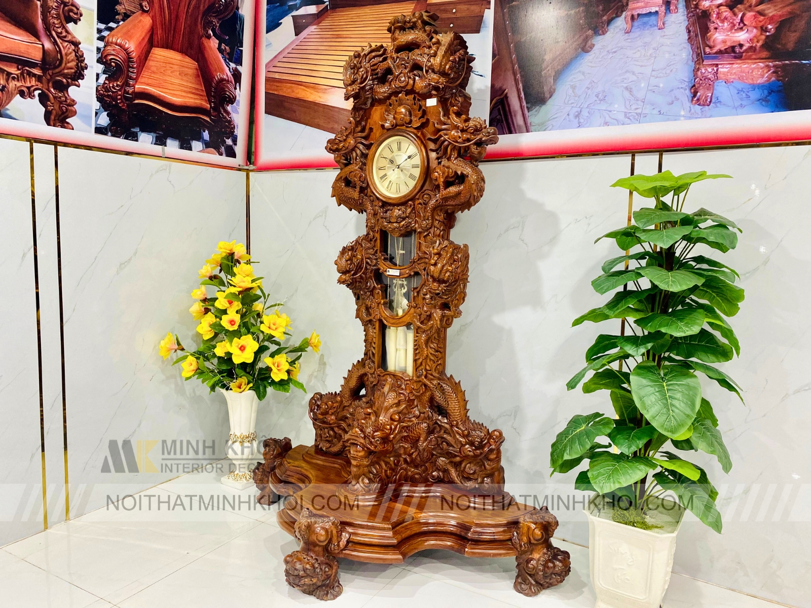 Đồng Hồ Gỗ Cẩm Lai Rồng Cửu Long - DHG910