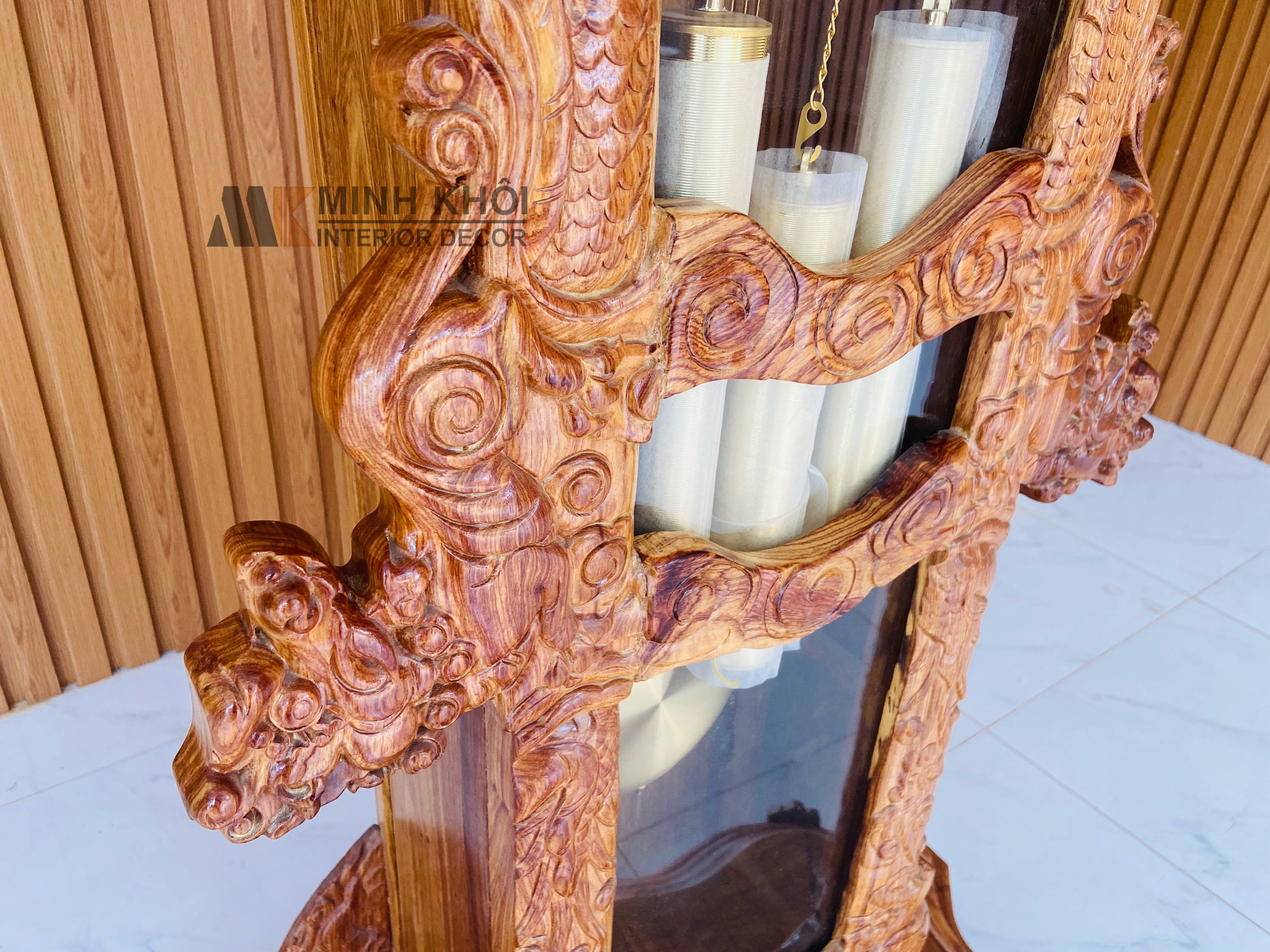 Đồng Hồ Gỗ Chạm Tứ Linh - DH904