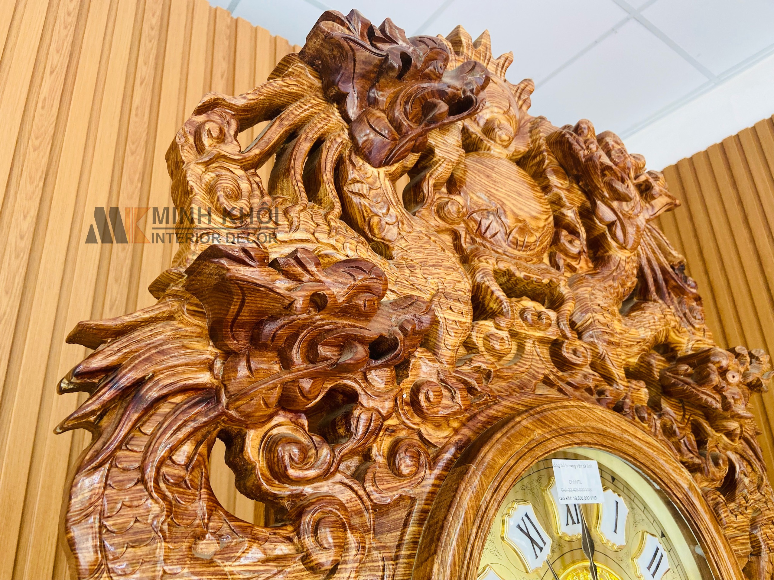 Đồng Hồ Gỗ Chạm Tứ Linh - DH904