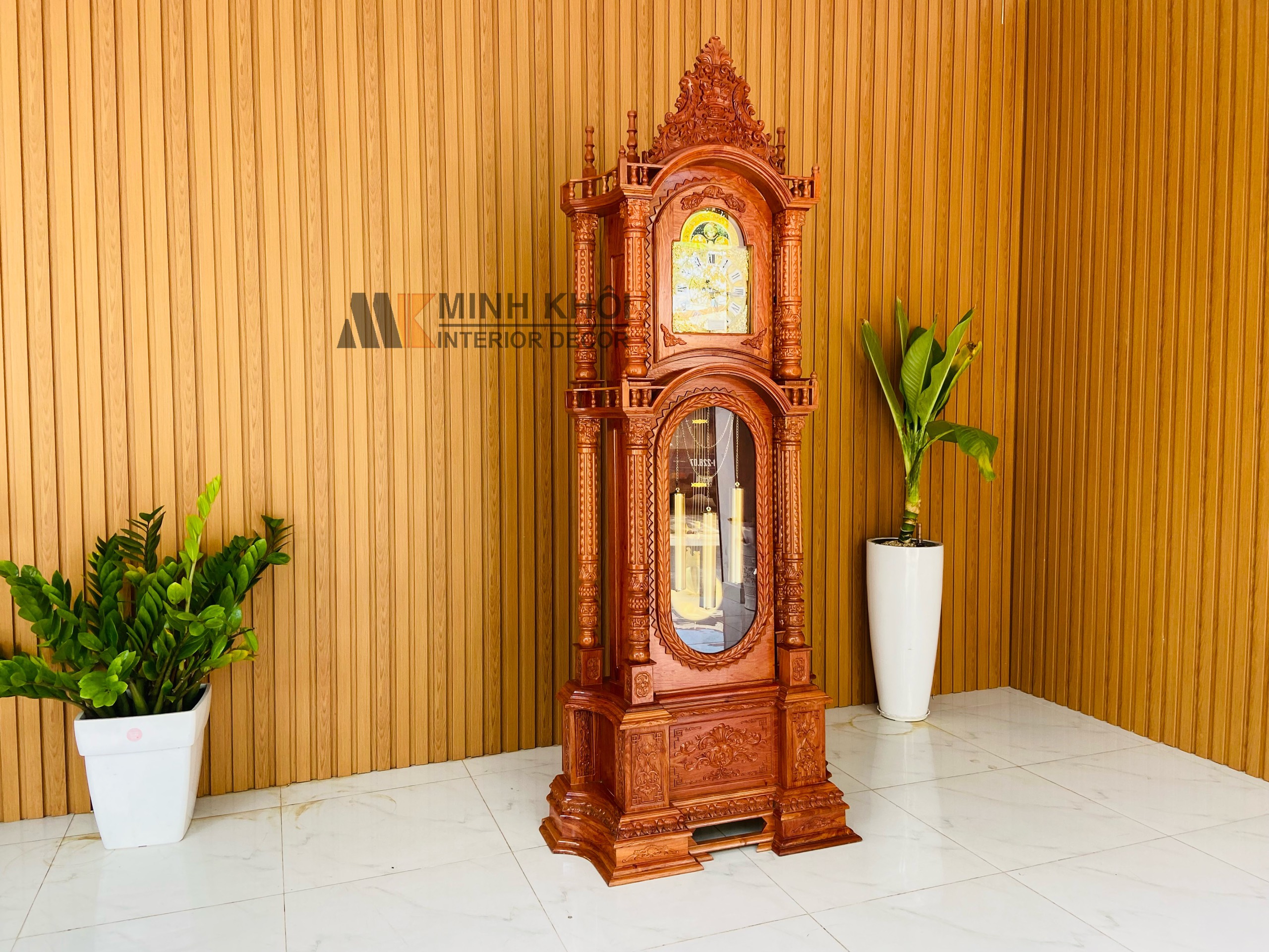 Đồng Hồ Gỗ Hương Đá Hình Tháp - DH004