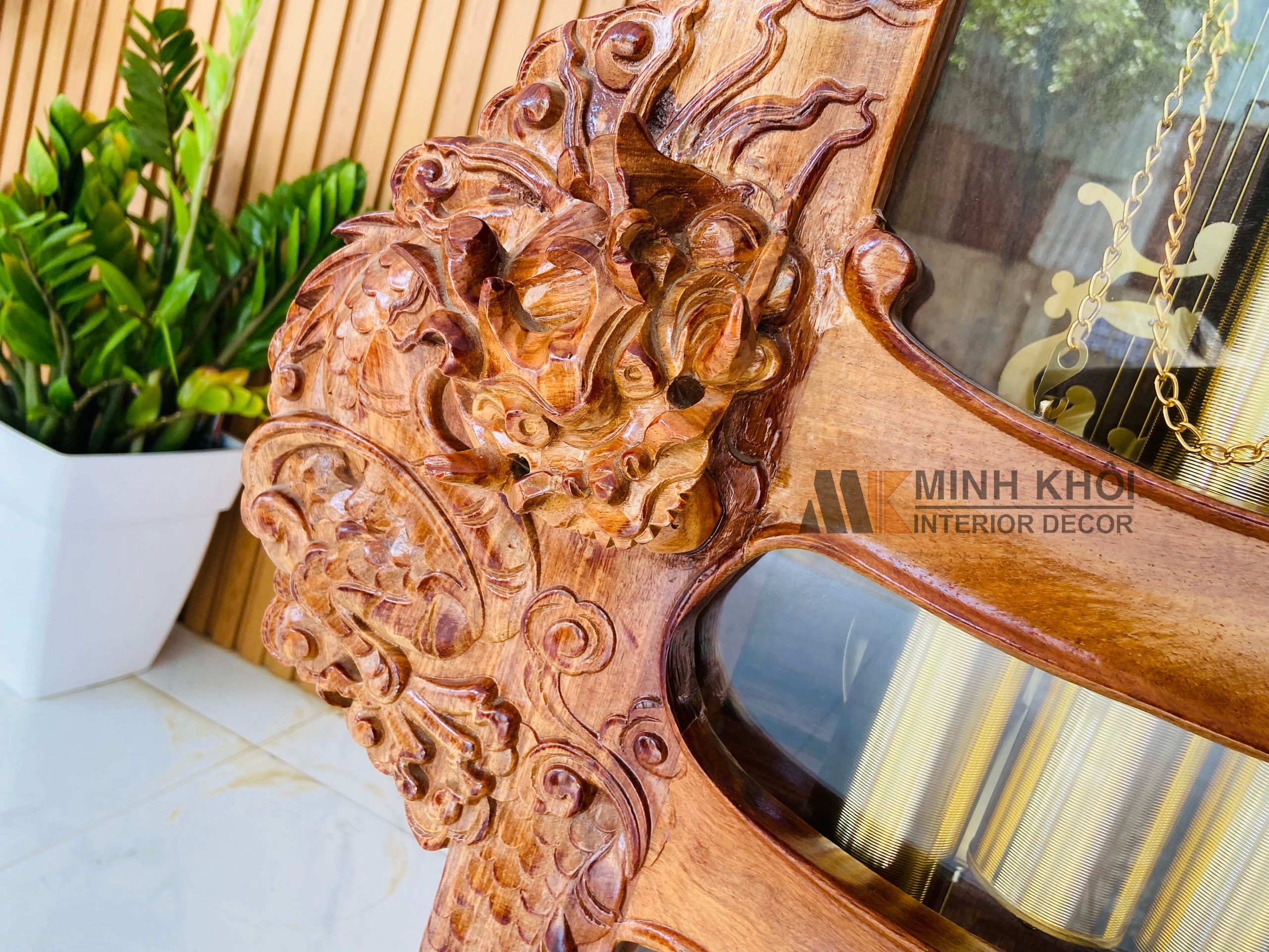 Đồng Hồ Gỗ Hương Vân Chạm Rồng - DH901