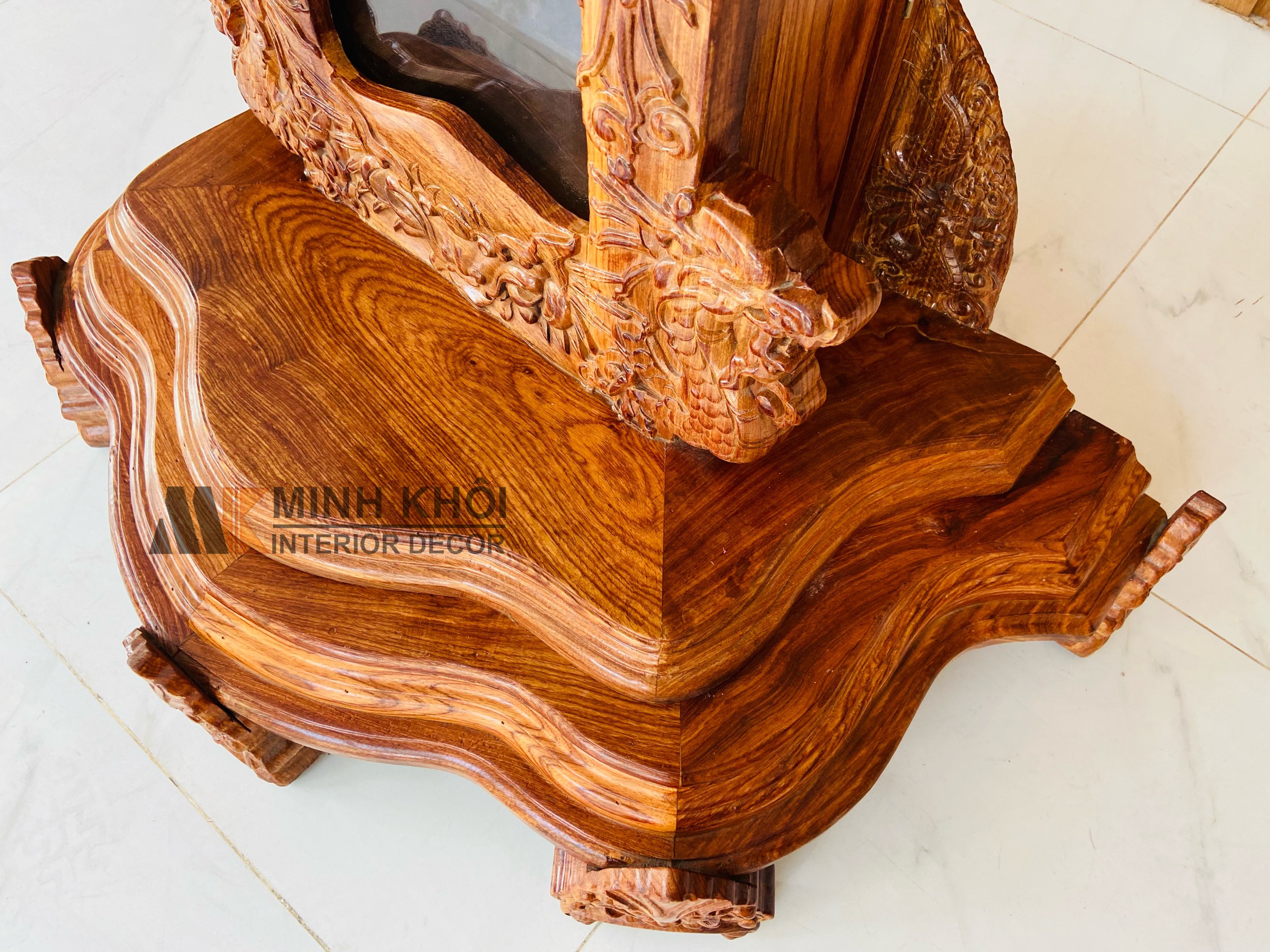 Đồng Hồ Gỗ Hương Vân Chạm Rồng - DH901