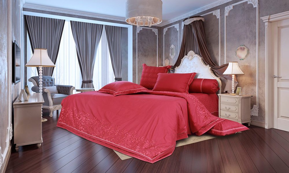 Ga giường tone màu đỏ sang trọng