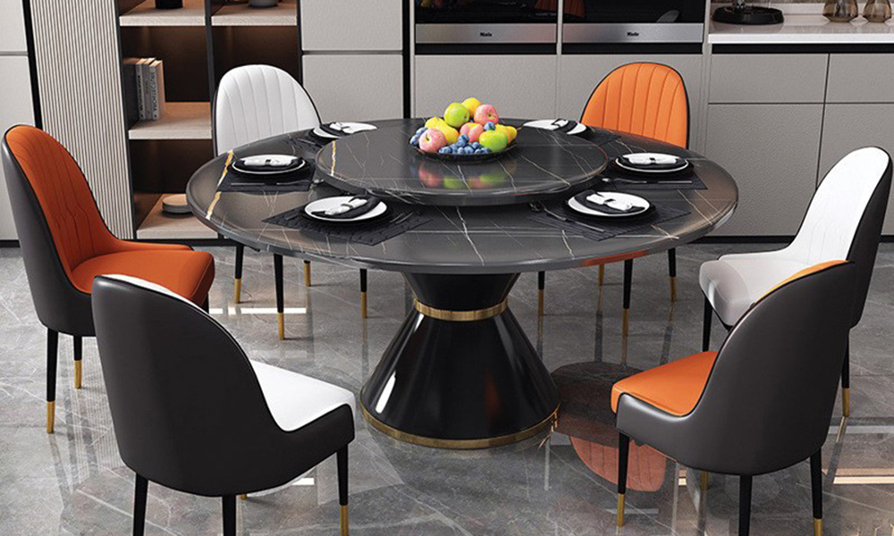 Ghế bàn ăn bọc da - bàn tròn