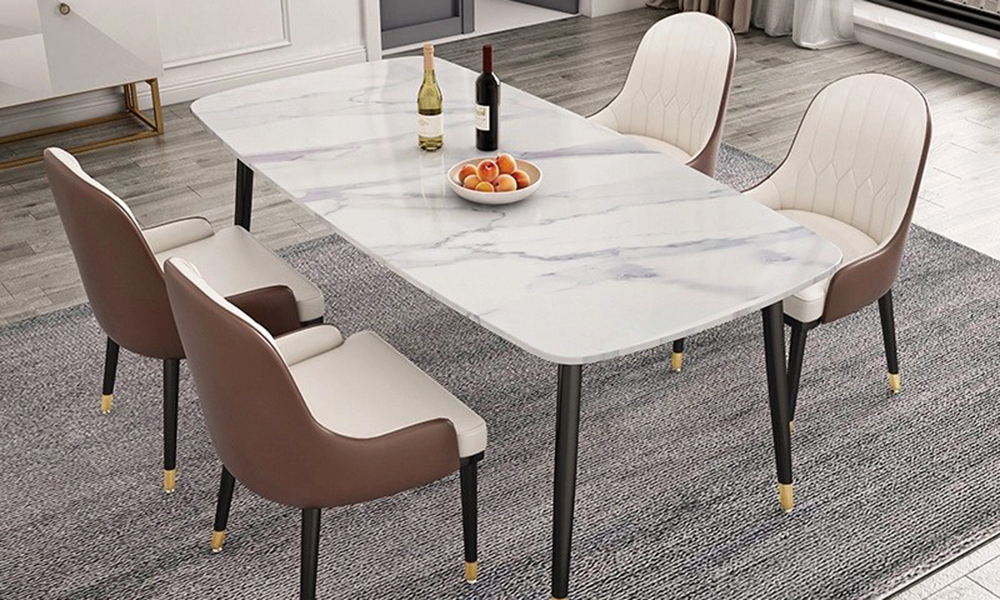 Ghế bàn ăn bọc da mặt đá