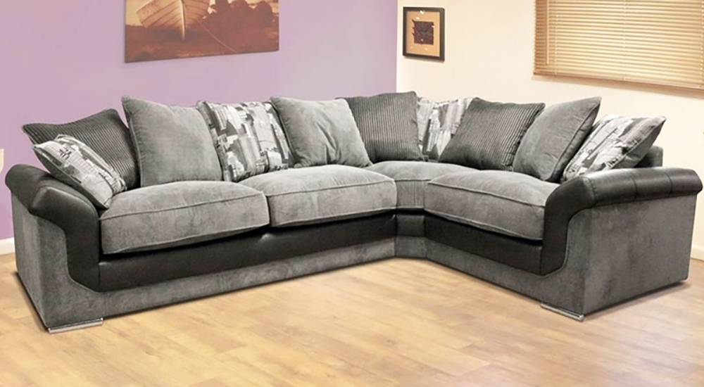 Ghế sofa chữ L phòng khách xám đen - F04
