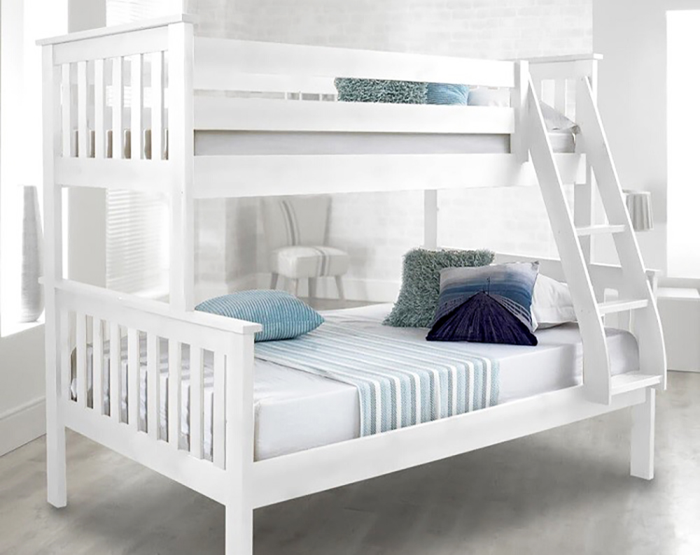 Giường 2 tầng màu trắng thiết kế đơn giản