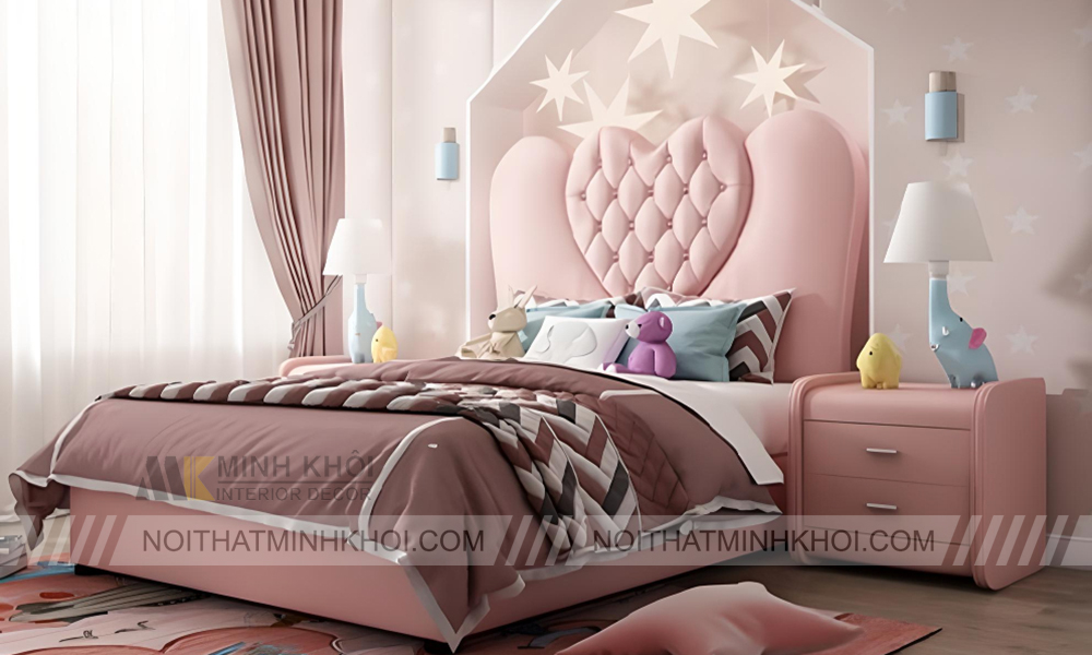 Giường công chúa trái tim cực đáng yêu cho bé gái