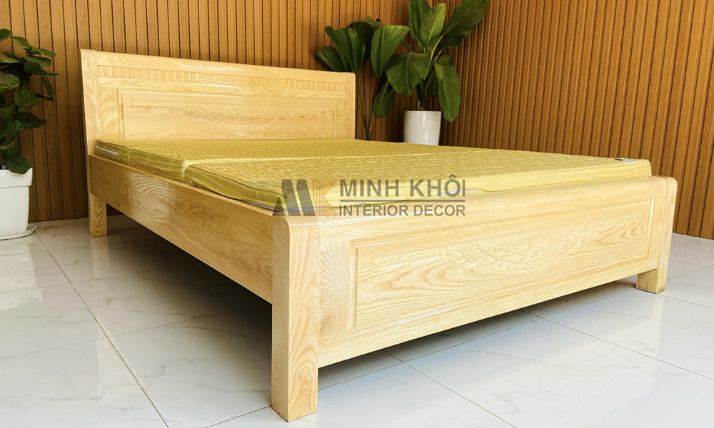 Giường Đẹp Gỗ Sồi Tự Nhiên - GN352