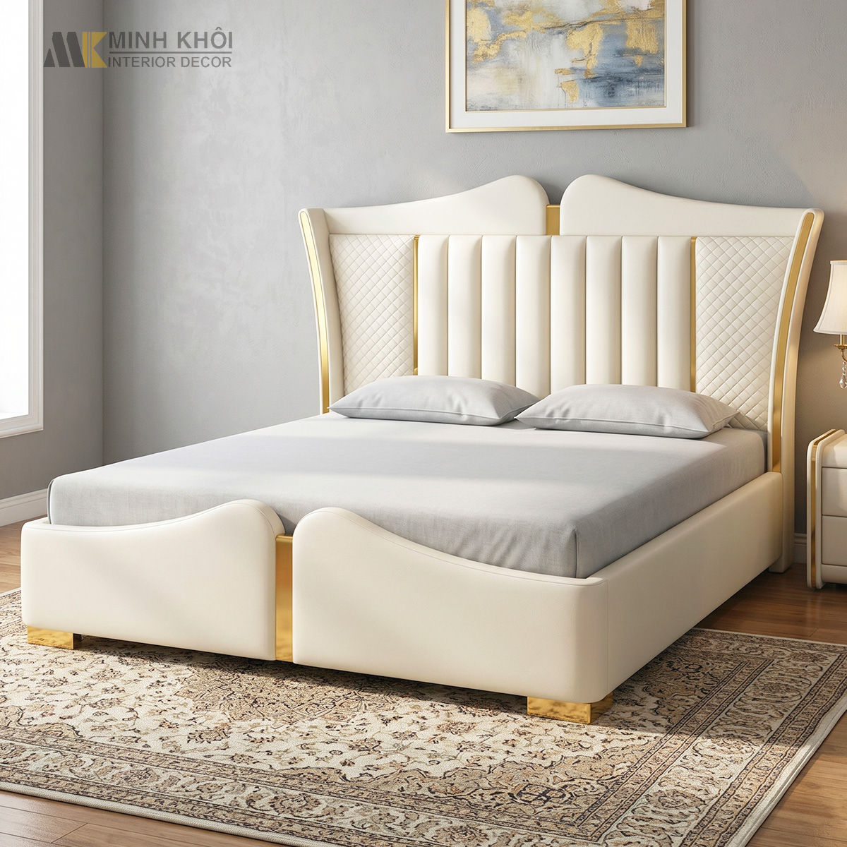 Giường ngủ bọc nệm phong cách tân cổ điển - GN1310