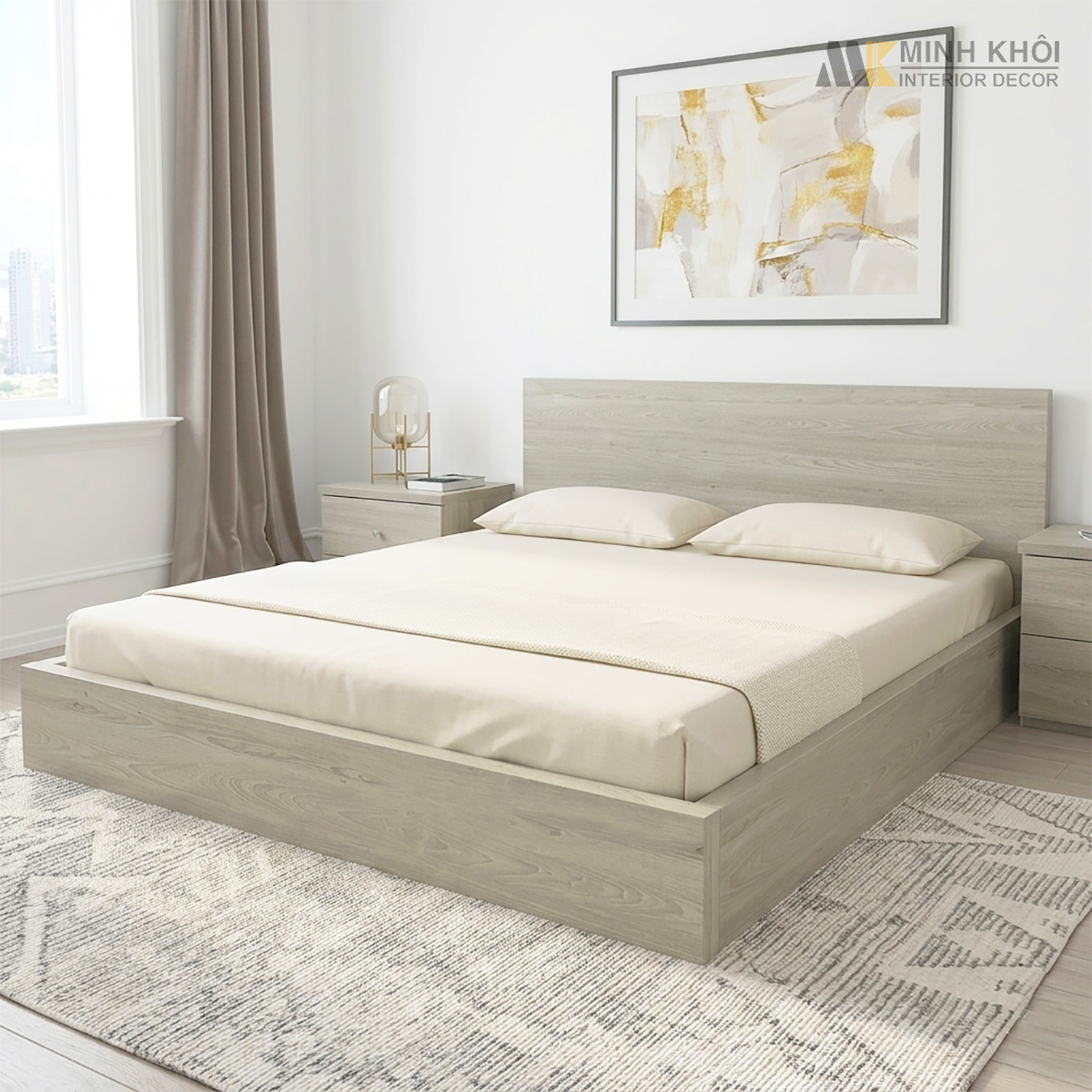 Giường bọc nệm đơn giản giá rẻ