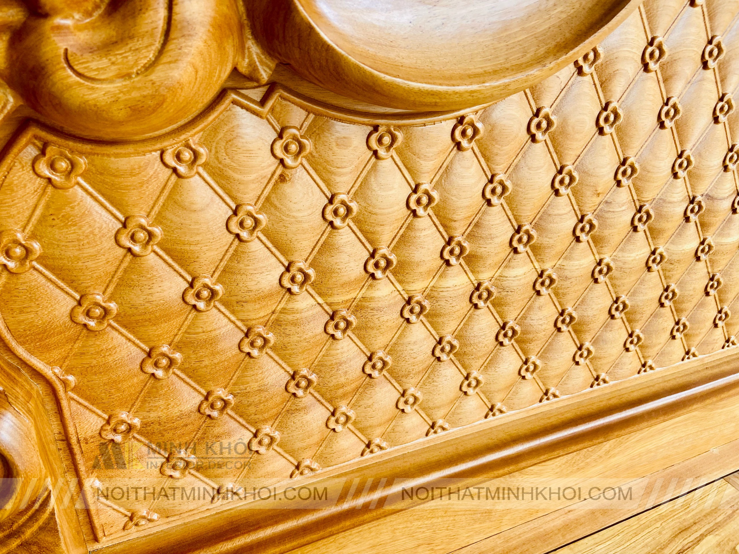  Giường Gõ Đỏ Hoa Mai Cao Cấp 1M8 - GN353