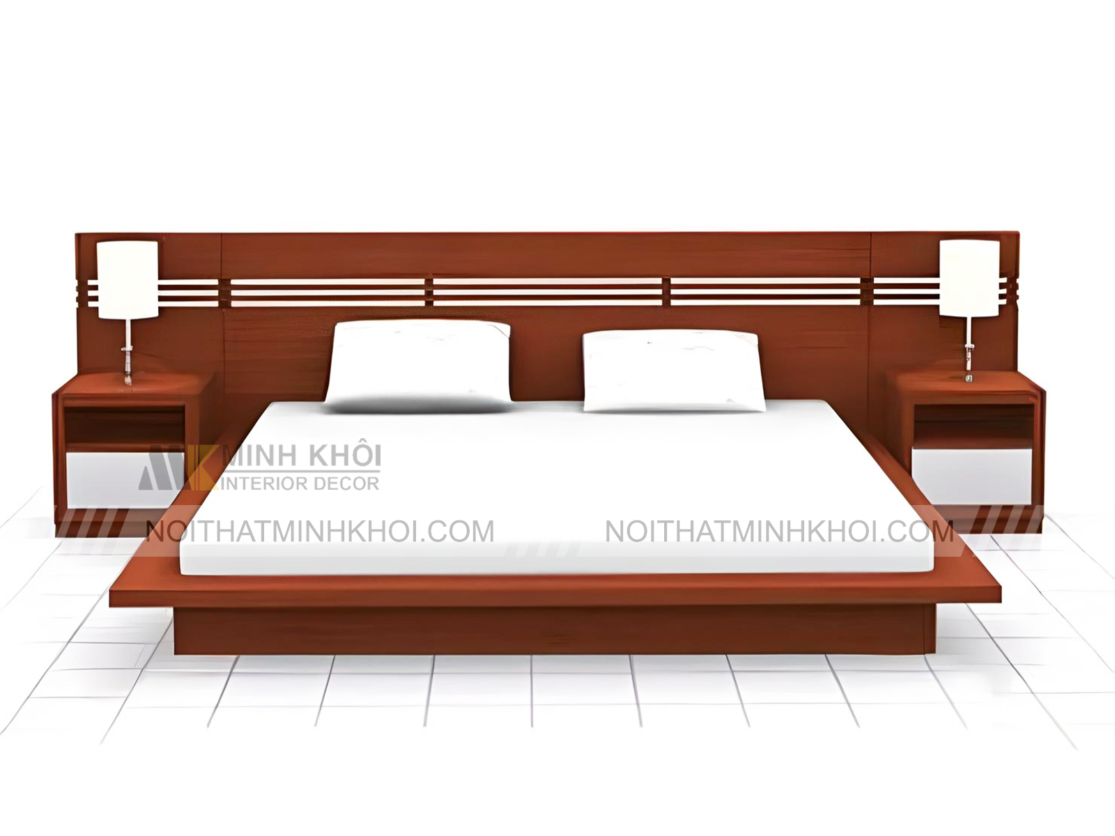 Giường Gỗ Xoan Đào Kiểu Nhật Đẹp - GN372