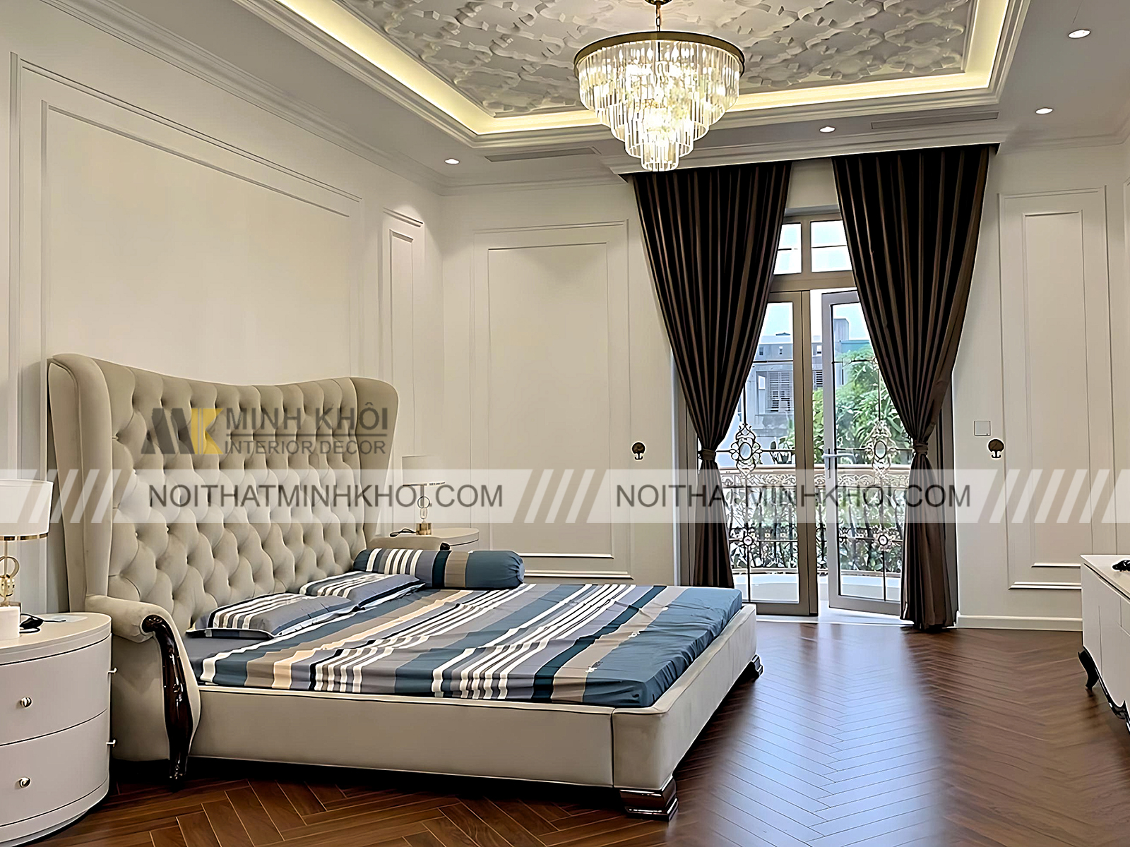 Giường Ngủ Bọc Da Tân Cổ Điển - GN505